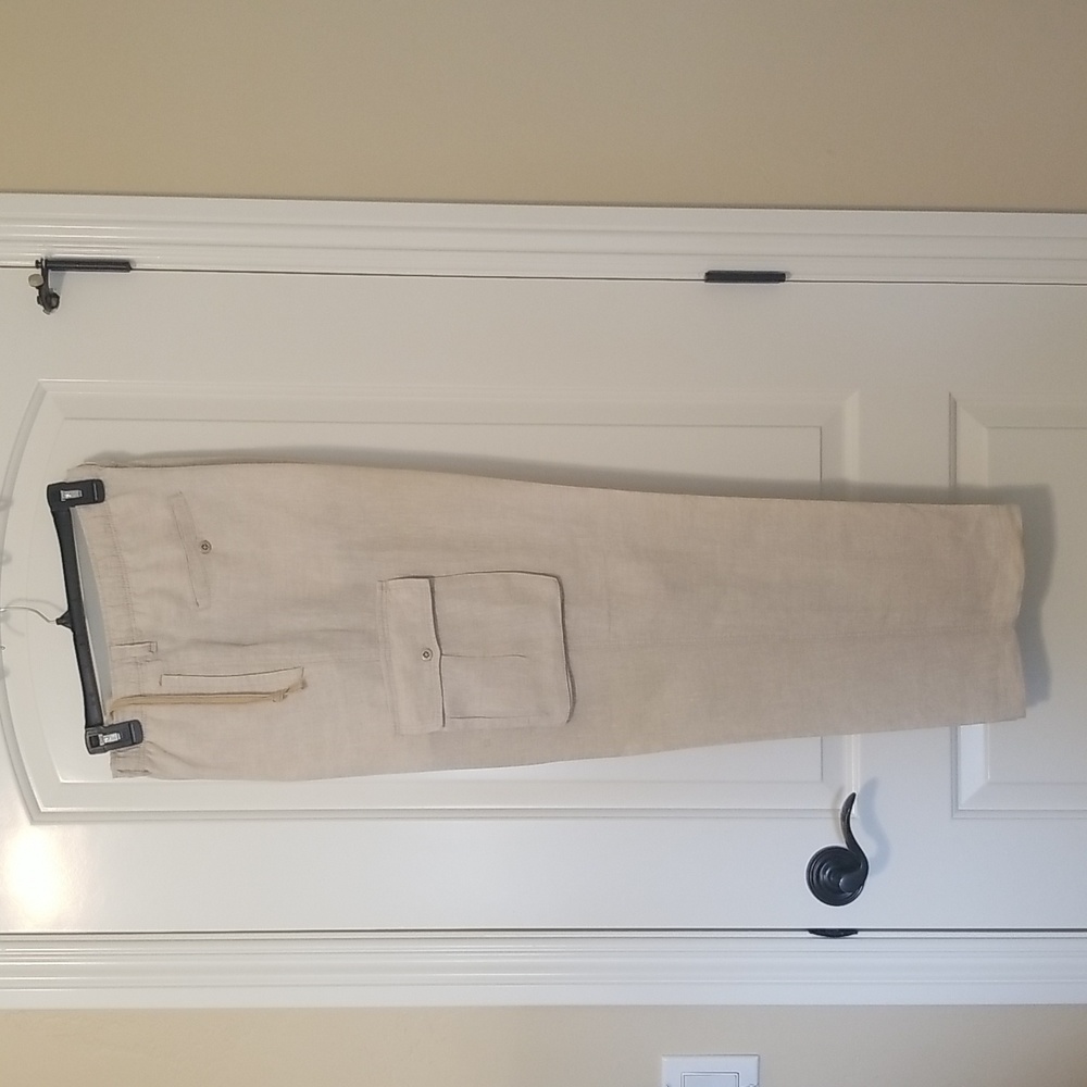 Tommy Bahama Relax Beige Linen Drawstring Men's Chinos Pants - Size M
